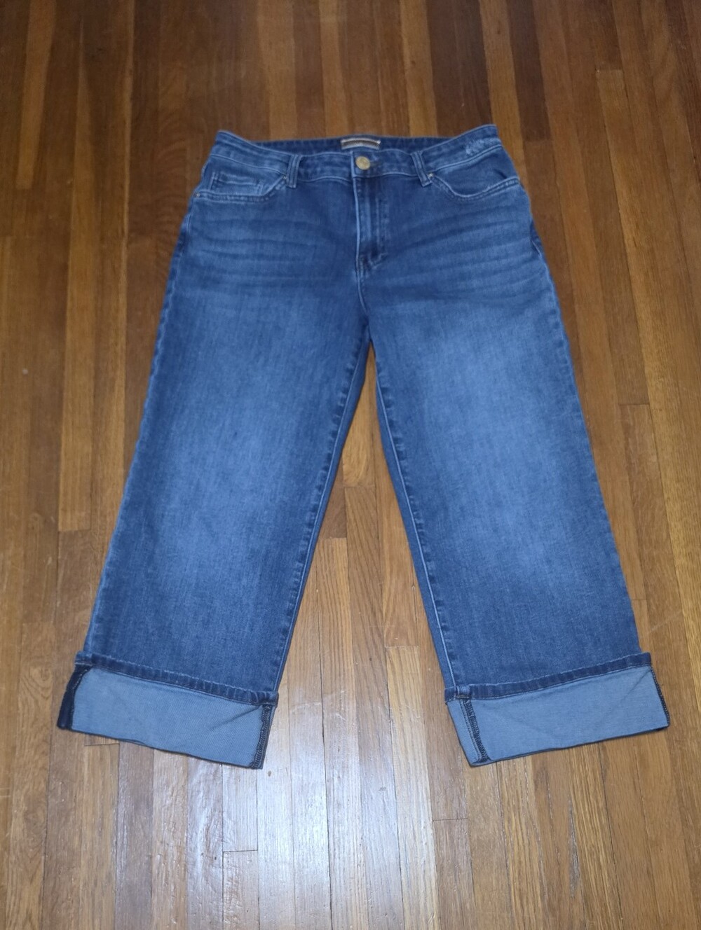 KUT From The Kloth Charlotte Jeans 8 Petite Wide Leg Cuffed Crop High Rise Denim - Picture 2 of 12